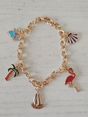 Gold-Tone Beach Charm Bracelet